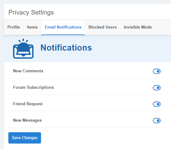 Privacy Settings for Notifications