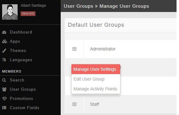 manage usergroup