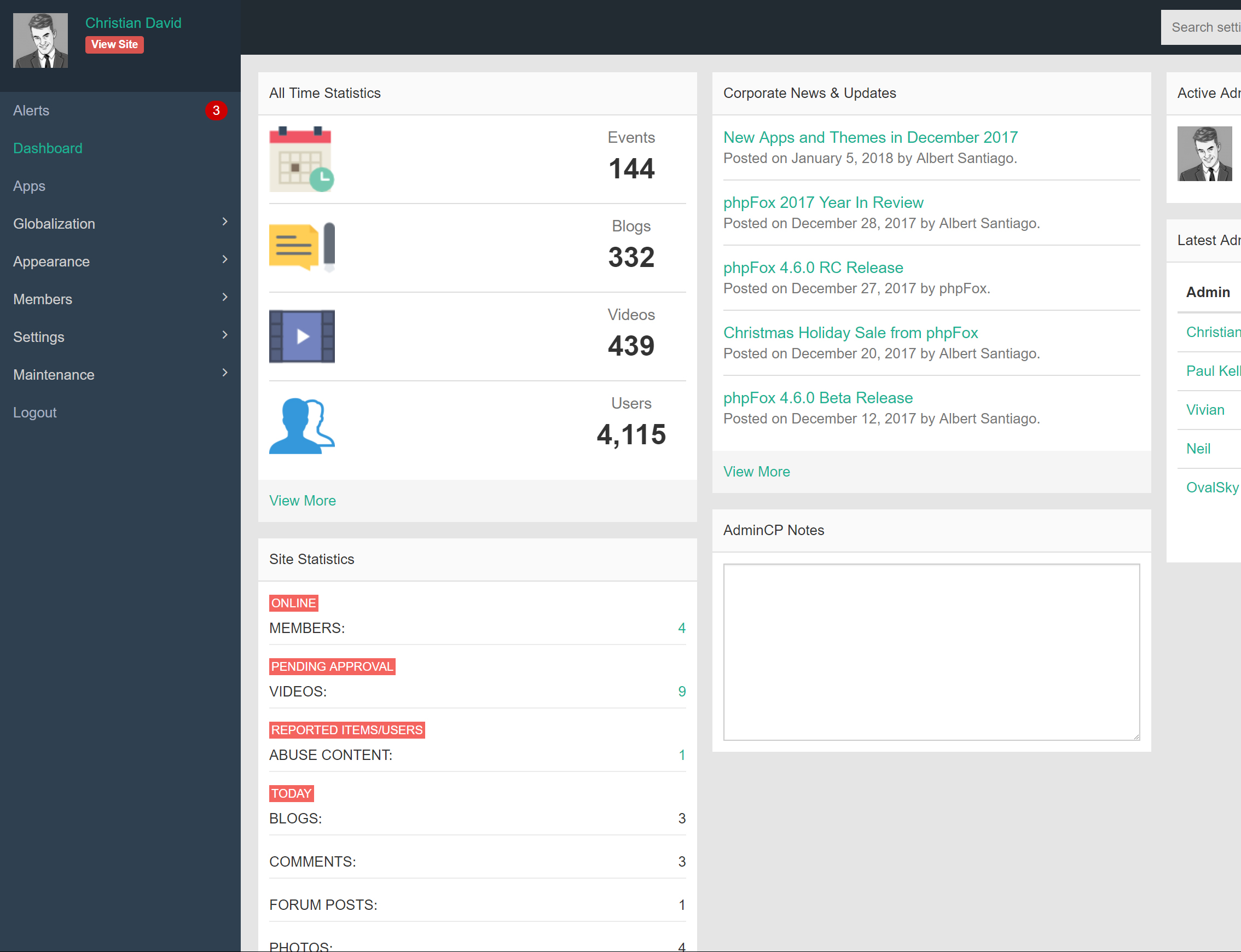 phpFox 4.6.0 admincp
