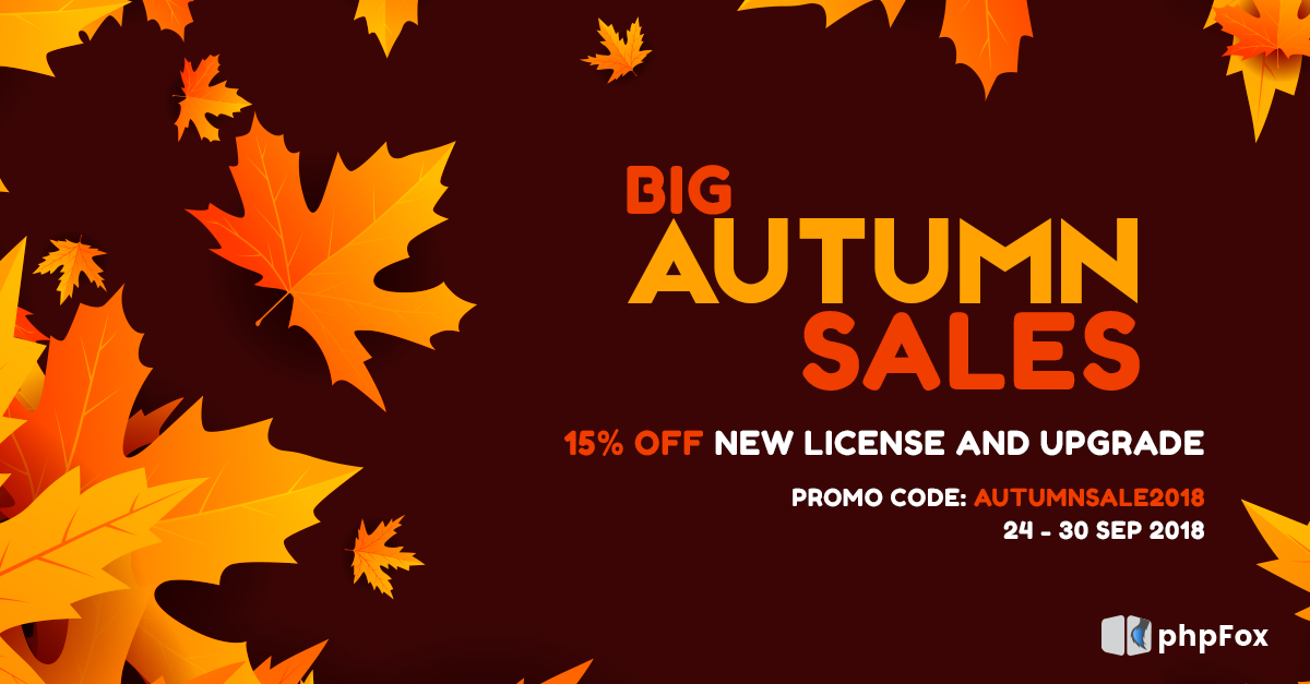 Big Autumn Sales – 15% Off on New License and upgrade