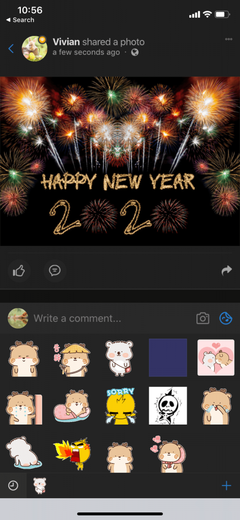 Comment with Stickers on mobile app
