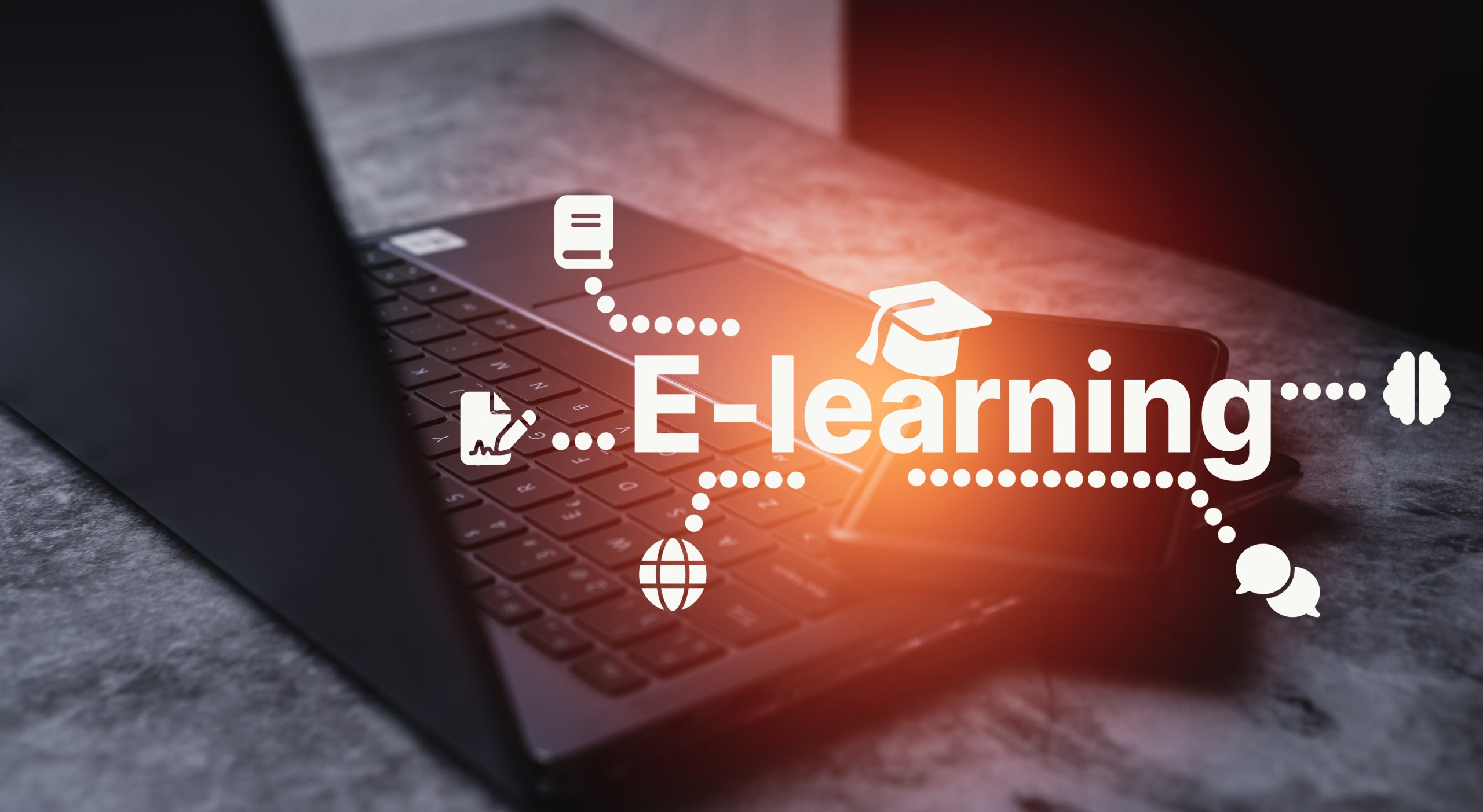 laptop desktop with elearning futuristic interface use computer online study scaled