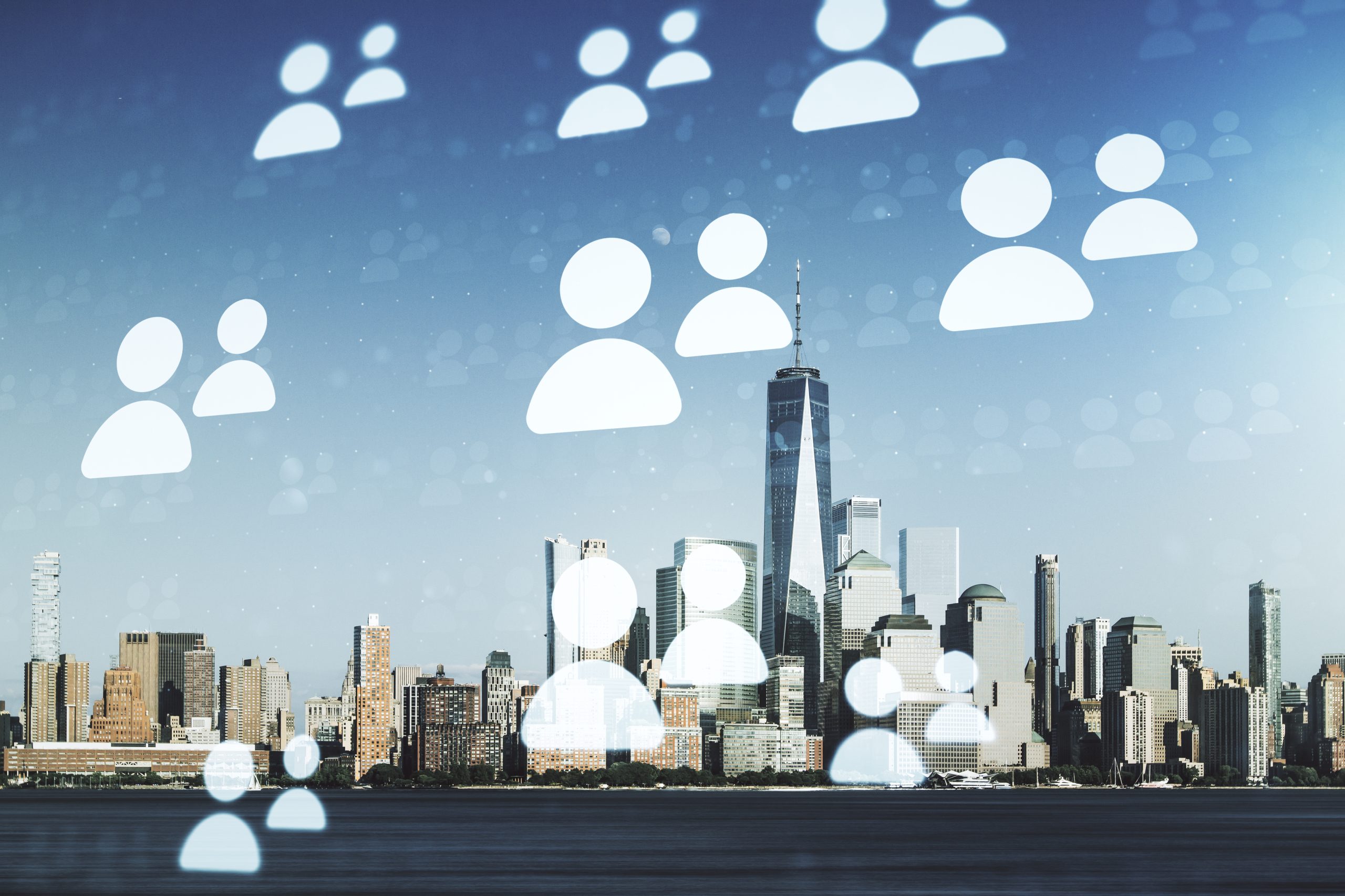double exposure social network icons hologram manhattan office buildings background networking concept 1 scaled