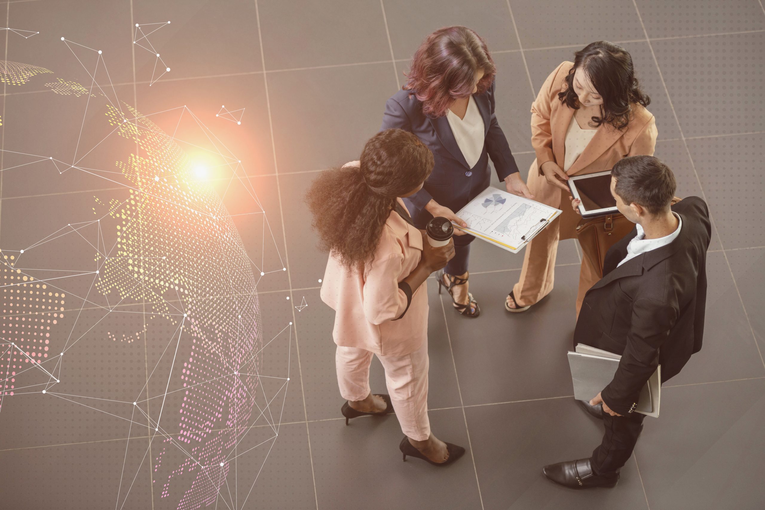 business people working using technology connect with others scaled