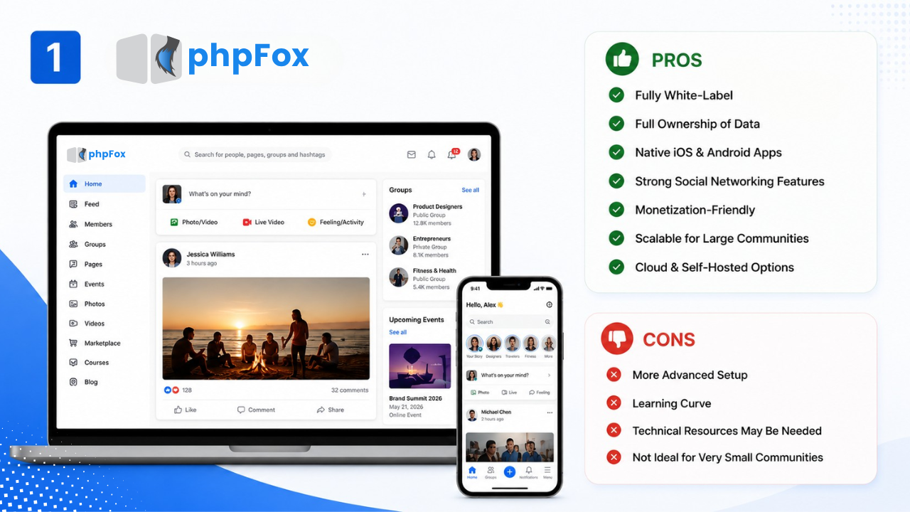  phpFox — Best for Brands That Want Full Ownership & a True Social Network Experience